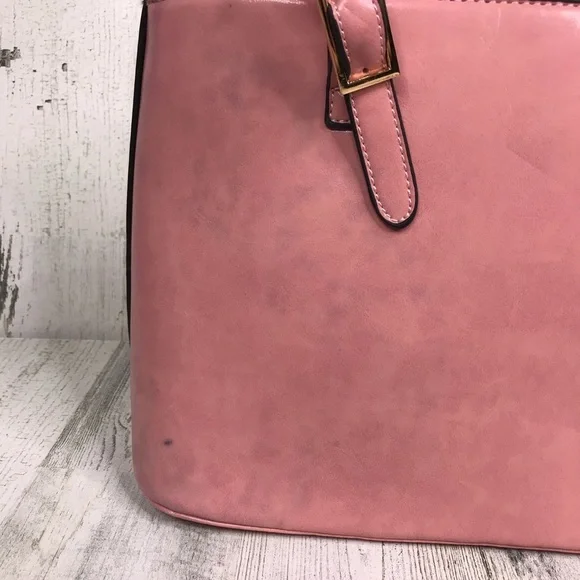 pink leather double handle satchel - Picture 10 of 10